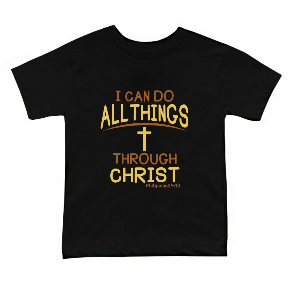 I Can Do All Things Through Christ - Big Boys Christian T-Shirt - Black